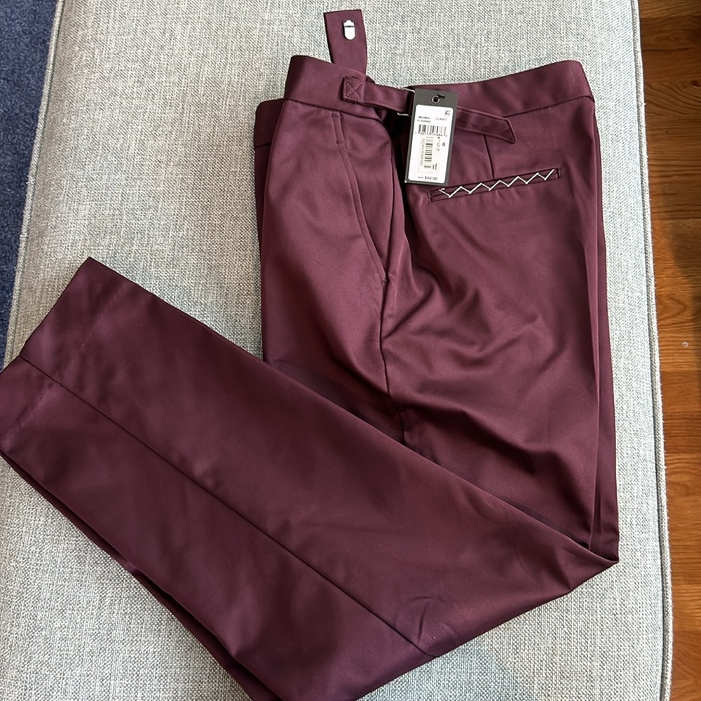 Max Studio London Womens Roxanne Sateen Tab Waist Pants Size 6